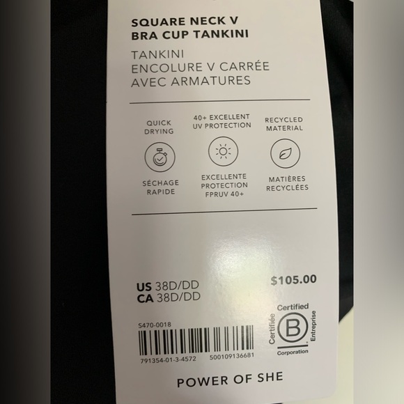 Athleta Square Neck V Bra Cup Tankini NWT! - Picture 3 of 5